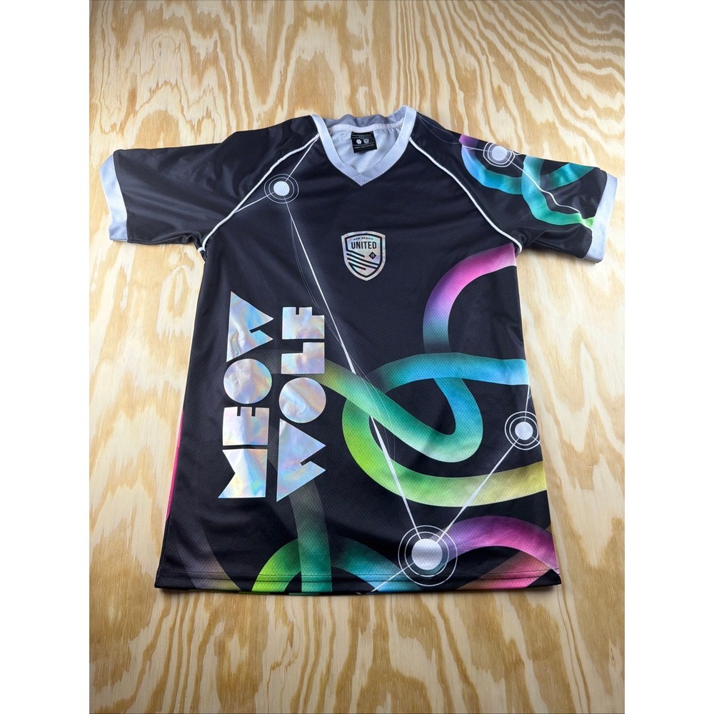 New Mexico United Meow Wolf Soccer Jersey Mens S Black Iridescent Psychedelic